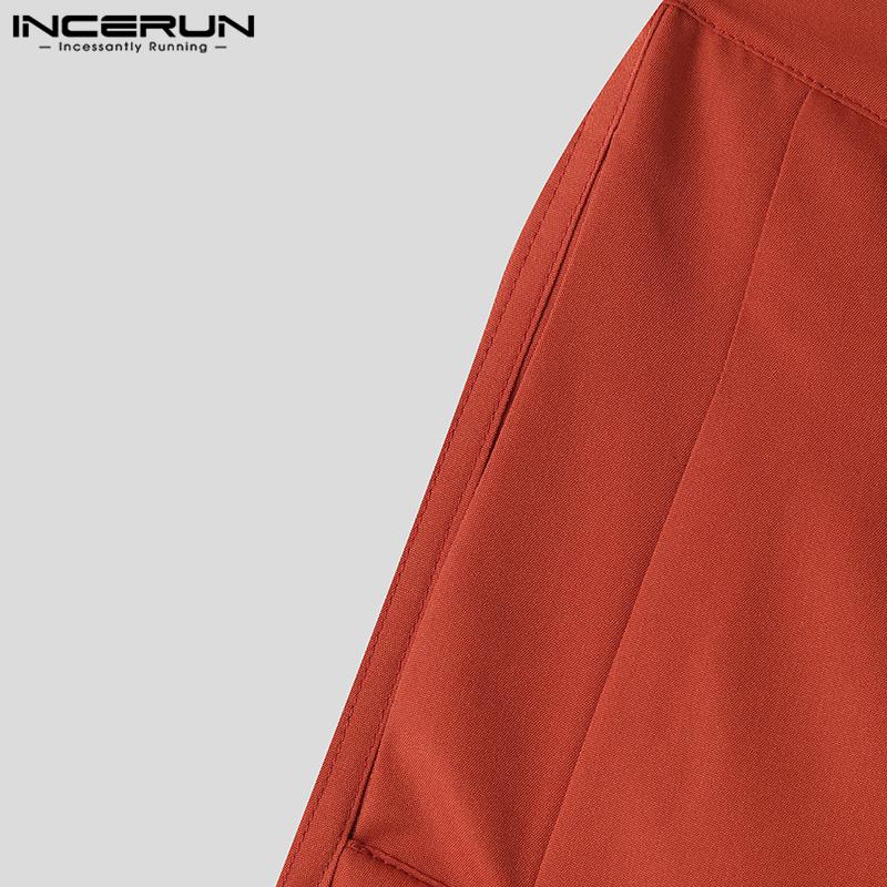 INCERUN Мужские широкие брюки на молнии, свободные длинные брюки-палаццо