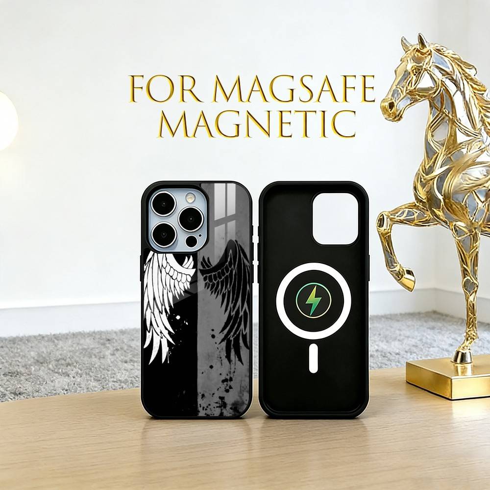 Чехол для телефона с крыльями ангела для iPhone 17, 16, 15, 14, 13, 12, 11 Plus, Pro, магнитный с Magsafe, беспроводная зарядка