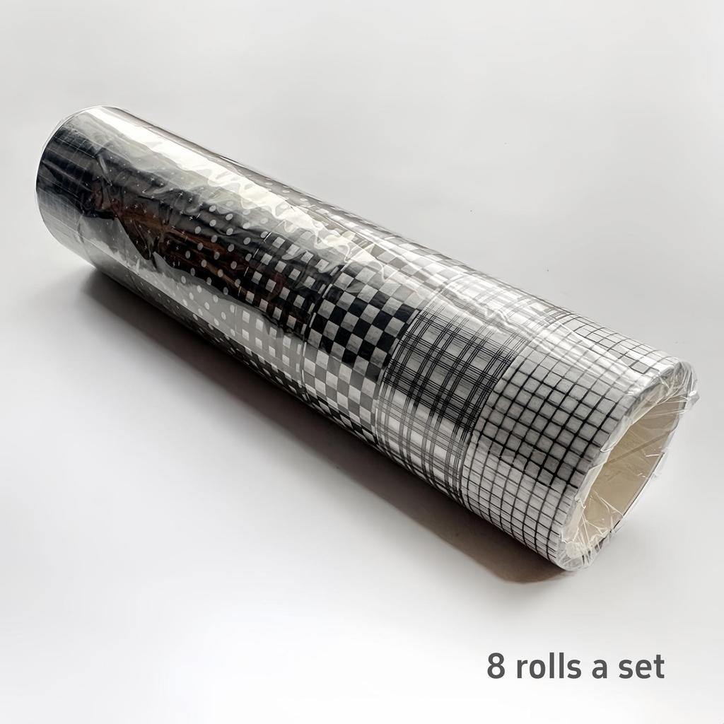 8 рулонов клетчатых лент васи, черно-белые клетчатые клейкие малярные ленты, классический ассортимент наклеек для украшения сеткой