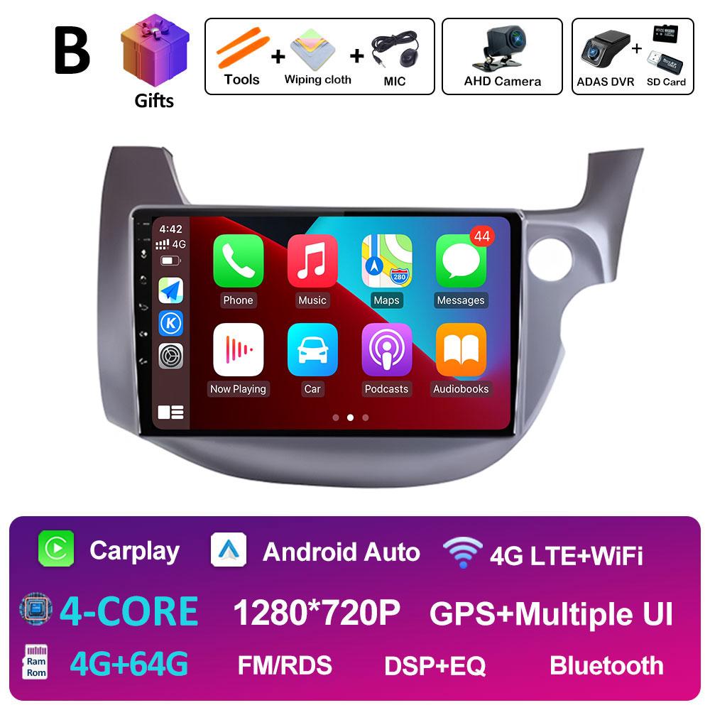 Android 14 DSP Стерео для HONDA FIT JAZZ 2007 2008 2009 2010 2011 - 2013 Правостороннее управление Беспроводной Carplay Охлаждающий вентилятор Головное устройство