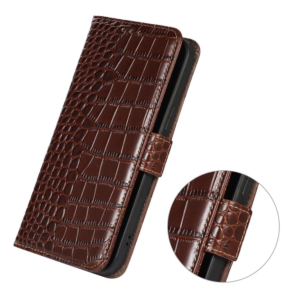 For Sony Xperia 10 VI Case Crocodile Texture Genuine Cow Leather Phone Wallet Cover