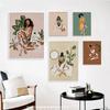 Abstract Vintage Girl with Botanical Poster and Prints Yoga Relax Canvas Painting Fashion Girls Wall Art Pictures For Home Decor No Frame