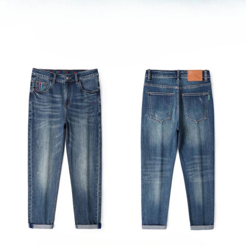 Джинсы-шаровары мужские весенние хлопковые эластичные брюки-шаровары мужские свободные весенние американские повседневные брюки Big Cow мужские весенние