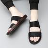 Men Slide Slippers Wide Head Outdoor Summer Brown Casual Sandals for Father Open Toe Black Beach Shoes Plus Size