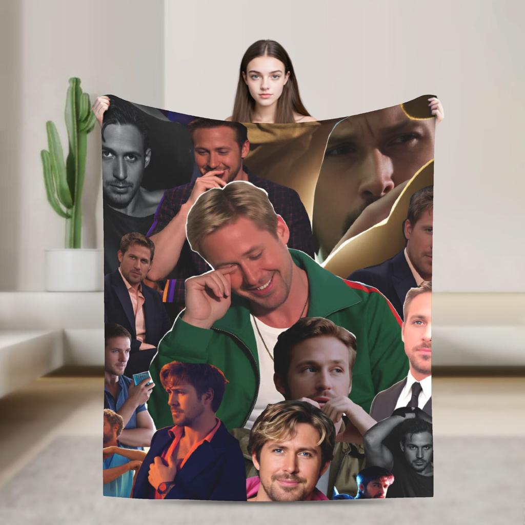 Ryan Gosling Collage Warm Soft Blanket Funny Travel Office Throw Blanket Couch Bed Flannel Bedspread Sofa Bed Cover