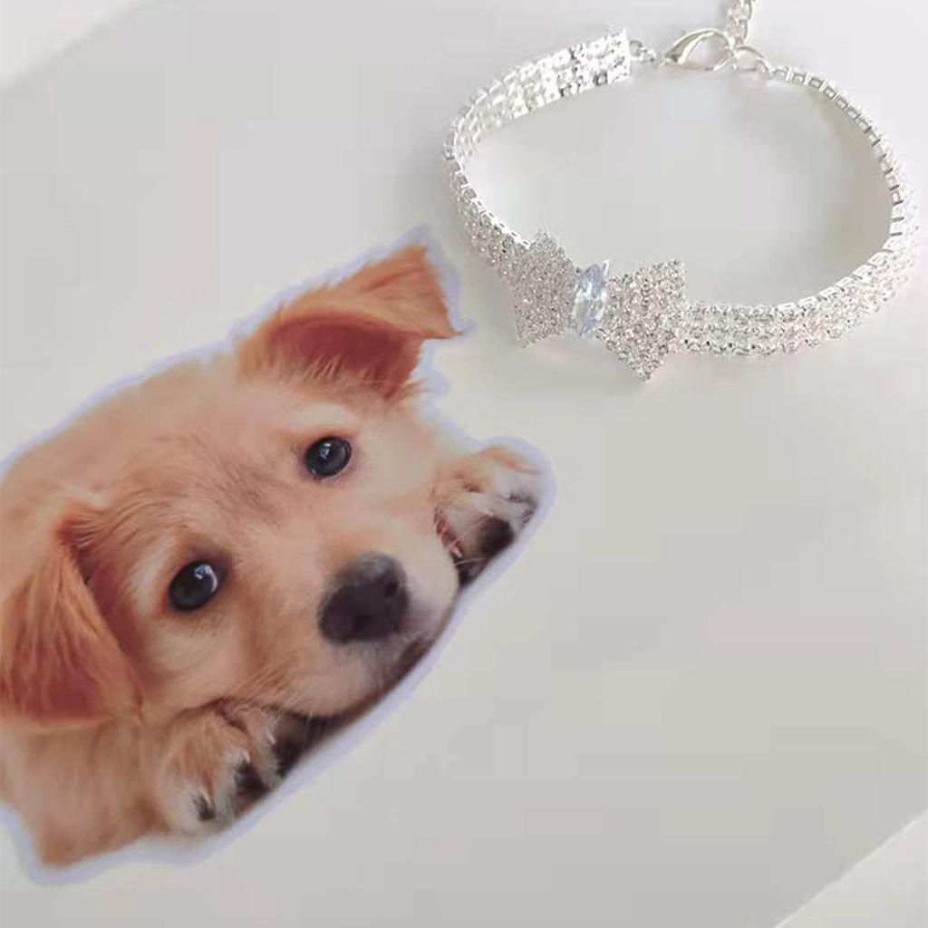 High-grade Dog Necklace Collar Fashion Jeweled Bow Puppy Collar with Bling Rhinestone Dogs Pet Supplies Accessories