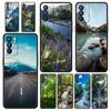 Waterfall Nature Trees Ship Phone Case For Oppo A54 A53 A52 A9 2020 A15 A95 A16 A76 A74 A12 Find X5 SE Reno6 Pro Plus 5G Cover