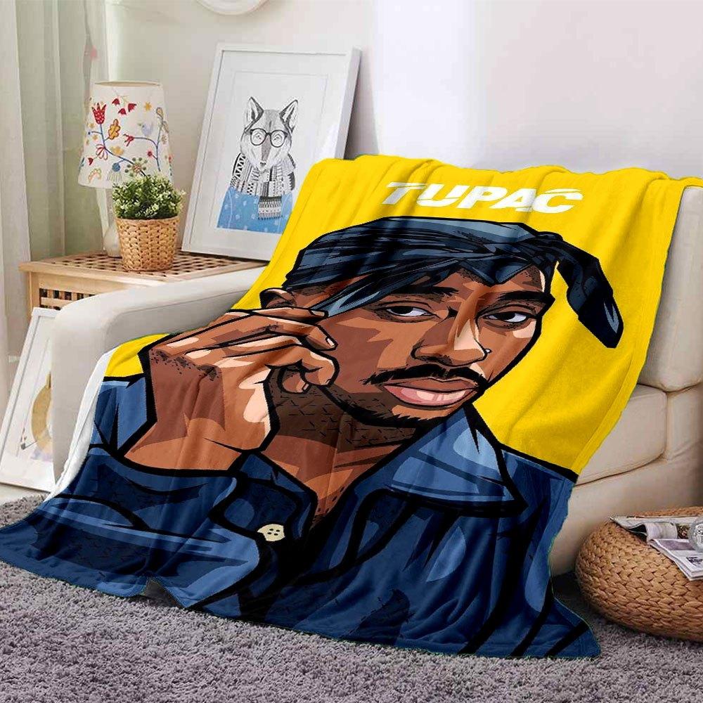 1 шт. Плед в стиле Hip Hop 2Pac, Мягкий, Легкий, Для всех сезонов, Многоцелевой плед для дивана, кровати, офиса и пикников, Французский стиль с культовыми обложками альбомов и цитатами