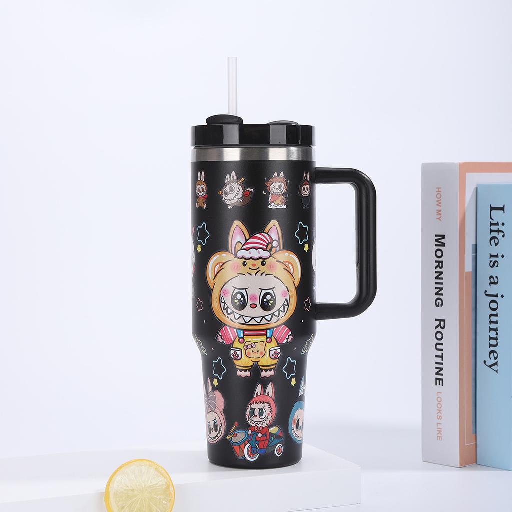 Cartoon Stainless Steel Thermos Cup Large Capacity Car Cup 40oz Car Cup Thermal Insulation Water Cup