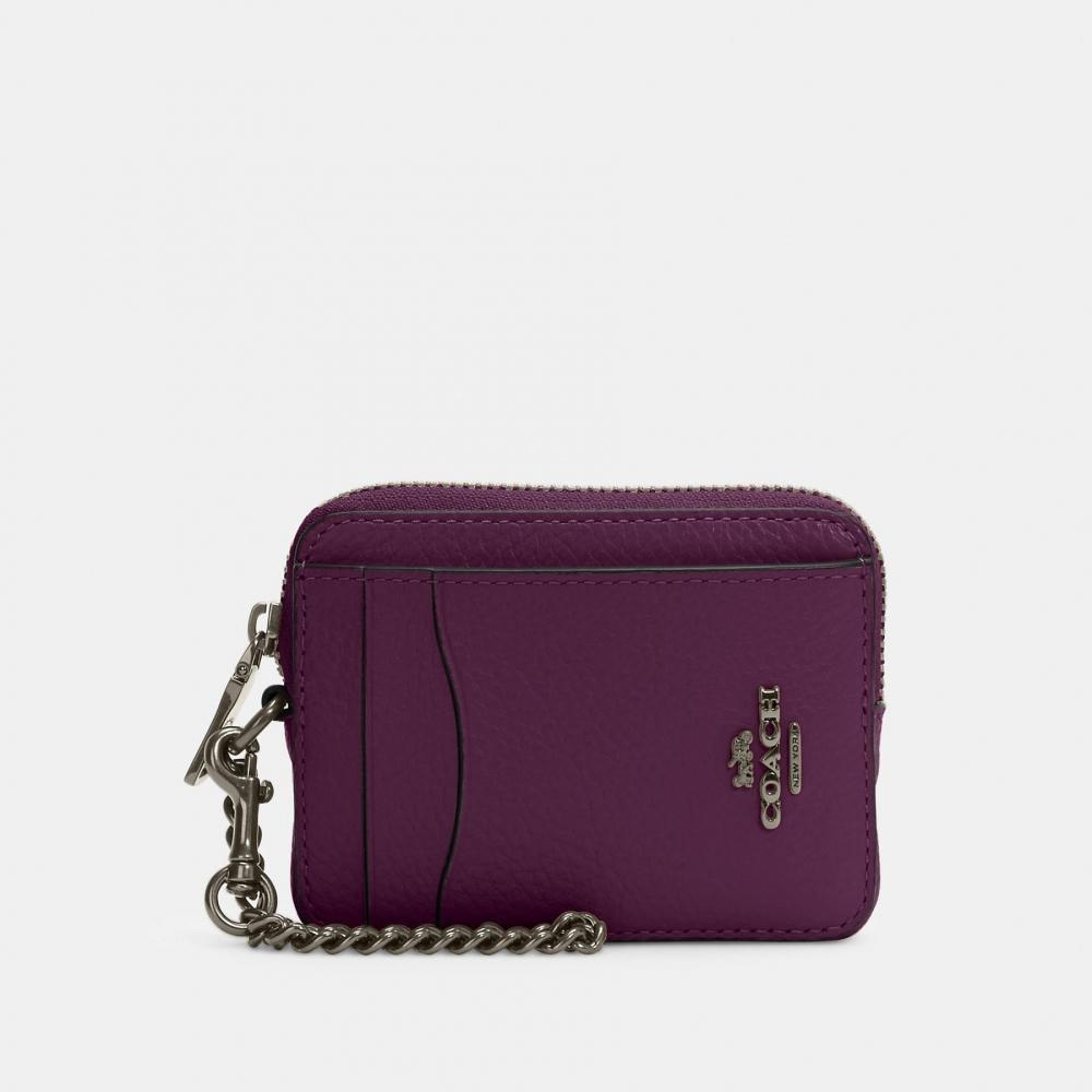 Coach Zip Card Case Dark Stone