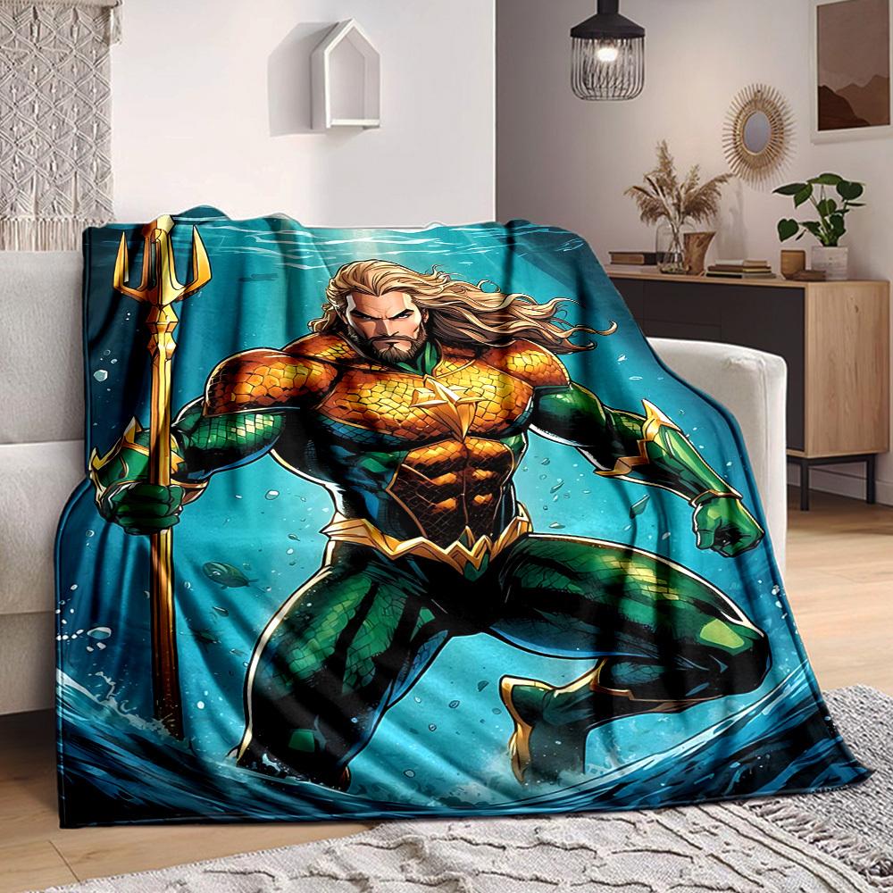 1pc Aquaman, Trident Flannel Throw Blanket Soft, Warm & Cozy for Couch, Bed, Office, and Travel Versatile All Season Gift, Christmas present