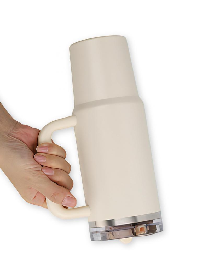 Tumbler with Large Vacuum Fully Perfect for the or Gym Leak-Free Straw, Capacity, Lid, Insulated, Sealed, Office, Car, [PANT] (Cream White, 1200ml)