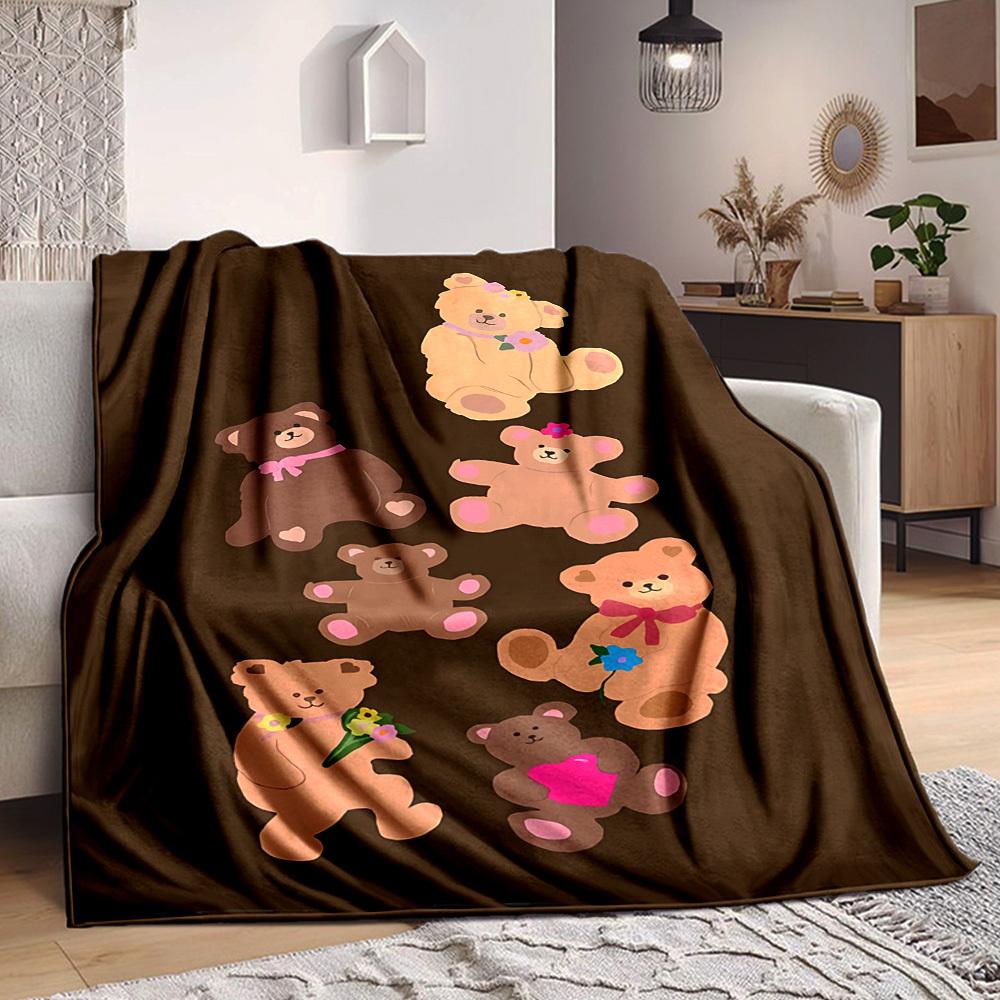 1pc Teddy Bear Blanket Warm, Cozy, and Soft, Suitable for Sofas, Beds, Cars, and Office Use.Perfect for Camping and Travel, Making It A Great Gift for
