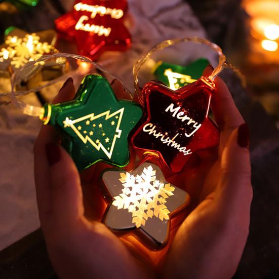 Рождественские гирлянды на батарейках, теплые белые огни с шариковой подвеской для праздничного украшения дома