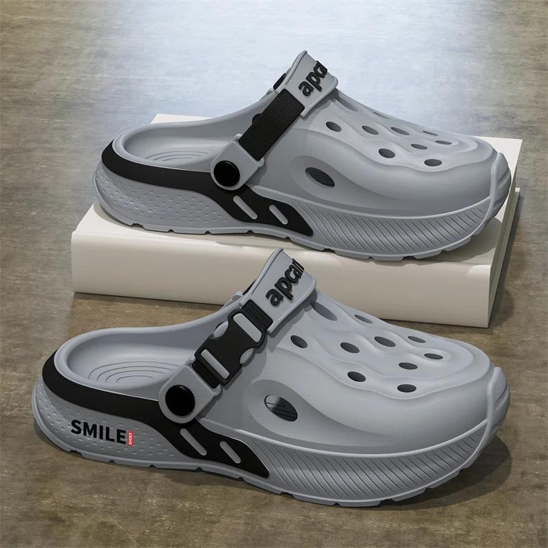 Модные летние мужские пляжные сандалии для улицы, модные мужские шлепанцы из ЭВА, нескользящие, мужская повседневная обувь, удобные, износостойкие садовые туфли