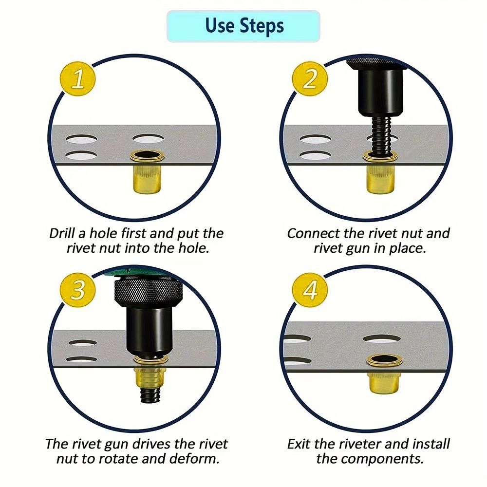 Carbon Steel Threaded Rivet Nut Kit Nut Set Manual Riveter Riveting Tool Rivet Nut Tool  Manual Use