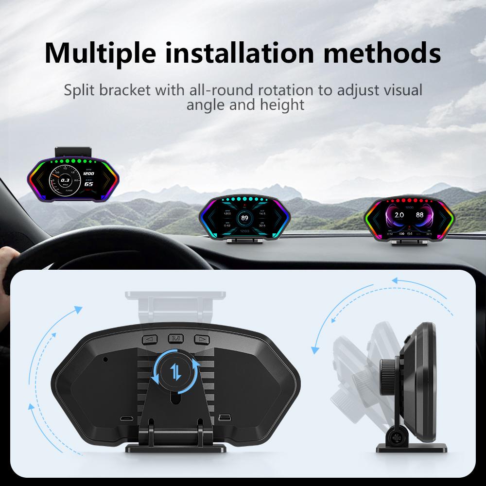 Автомобильный OBD2 GPS Head-Up Display Автоэлектроника HUD Display Автомобильный Температурный Сигнализатор Топлива Спидометр Измеритель Уклона Аксессуары Для Всех Автомобилей
