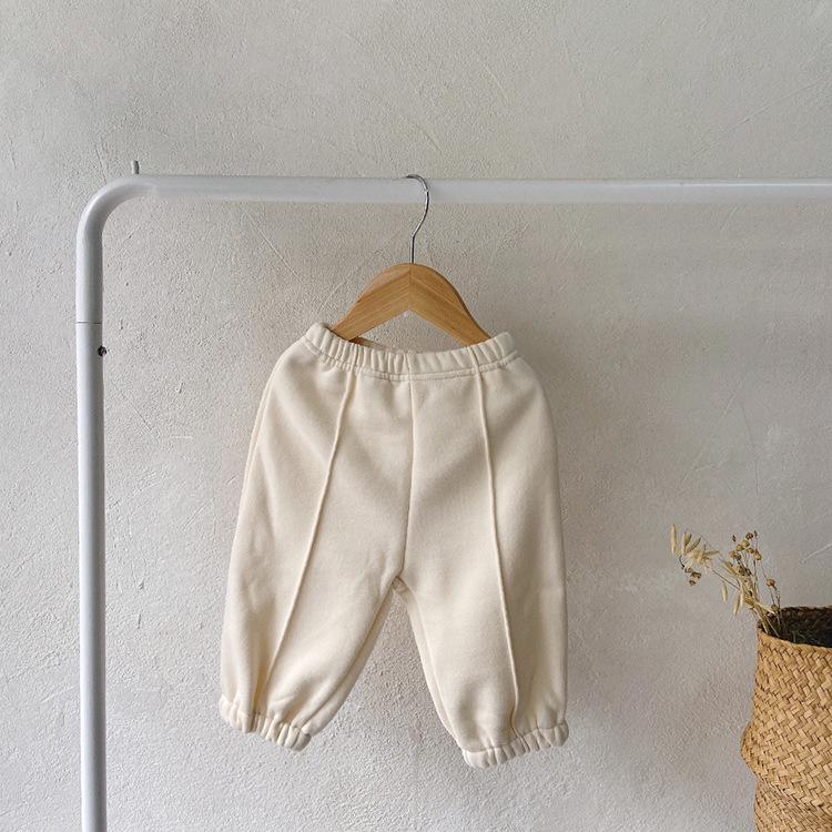 Детские повседневные брюки с подкладкой из корейского бархата на весну и осень - детские брюки унисекс