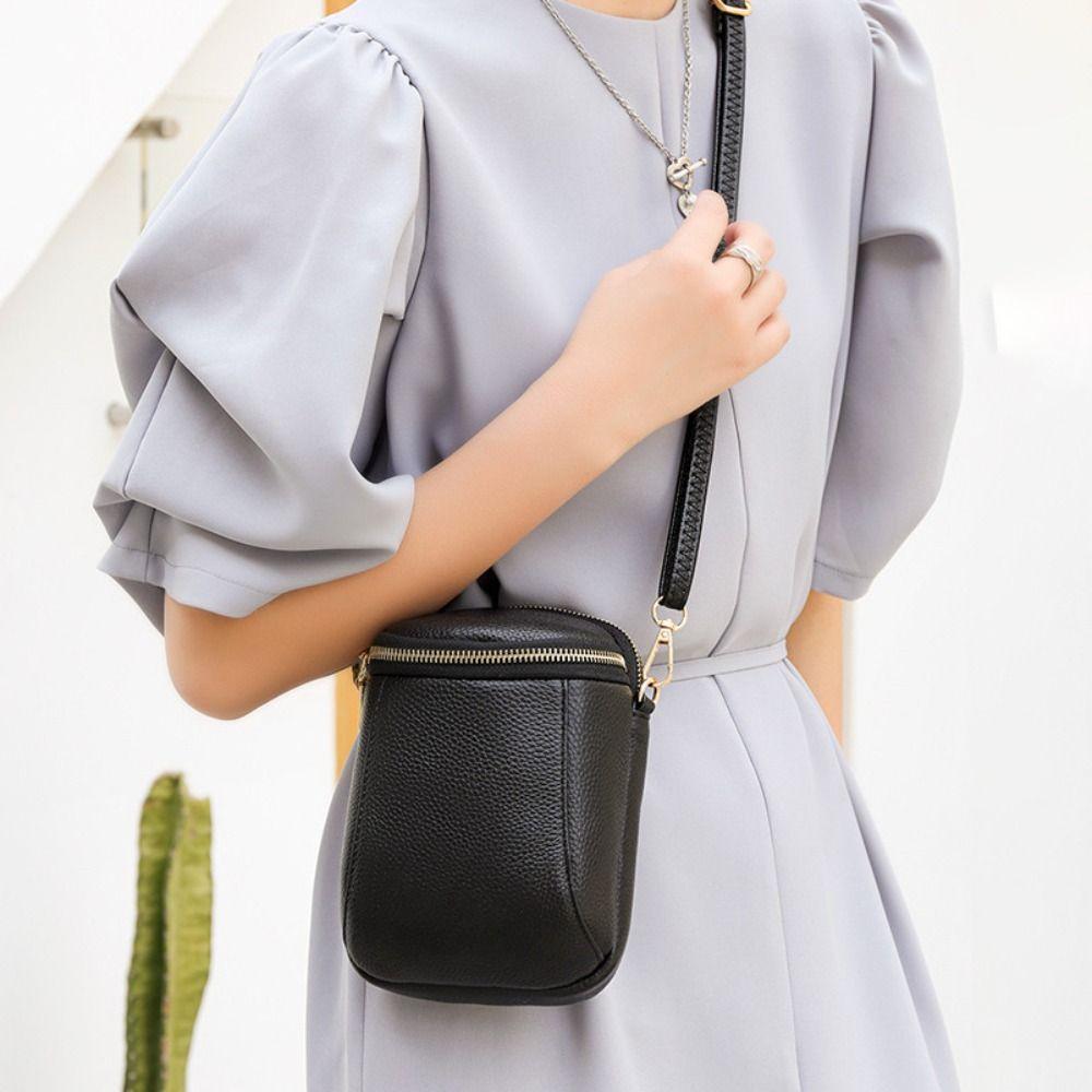 Lightweight Cell Phone Bag PU Leather Cowhide Shoulder Bag Small Mini Small Crossbody Bag Women