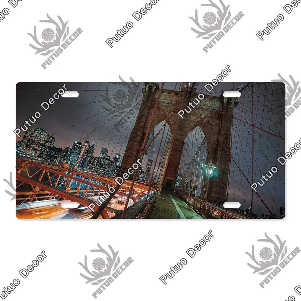 Putuo Decor Bridge Licenses Plate Metal Sign Plaque Metal Vintage Decoration for Living Room Door Beach House Home Wall Decor