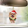 Рождественская собака, зеркало заднего вида, подвеска, украшение для автомобиля, милый щенок в рождественской шапке, украшения для рождественской елки, автомобильные аксессуары