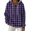 Women's Fashion Casual Plaid Print Pullover Long-Sleeve Hooded Sweatshirt