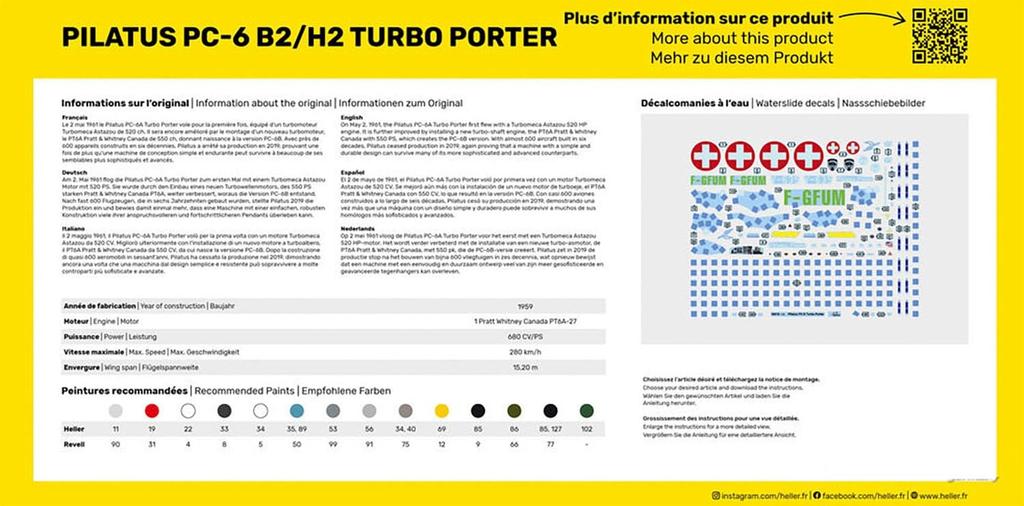 Platz Heller 1/48 Pilatus PC-6 B2/H2 Turbo Porter Пластиковый набор HE30410