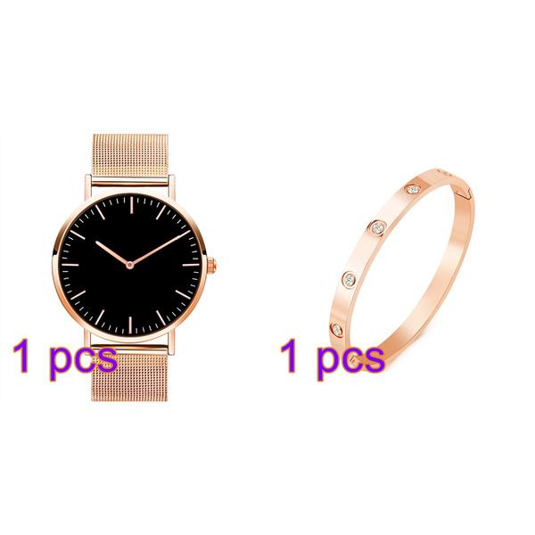 Womens Watches Fashion Simple Watches Bracelet Set Mesh Belt Luxury Ladies Quartz Wristwatches