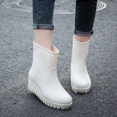 Модные женские модные длинные нескользящие резиновые сапоги на толстой подошве