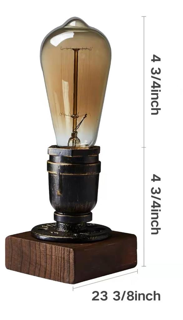 JINYU Ретро Натуральное Дерево Стиль Стимпанк Фланец Деревянное Основание Стол Спальня Кровать Гостиная Столик Интерьер Патрон E26 Лампа Эдисона Светодиодная Лампа Основание, Лампа, Свет, Лампа,