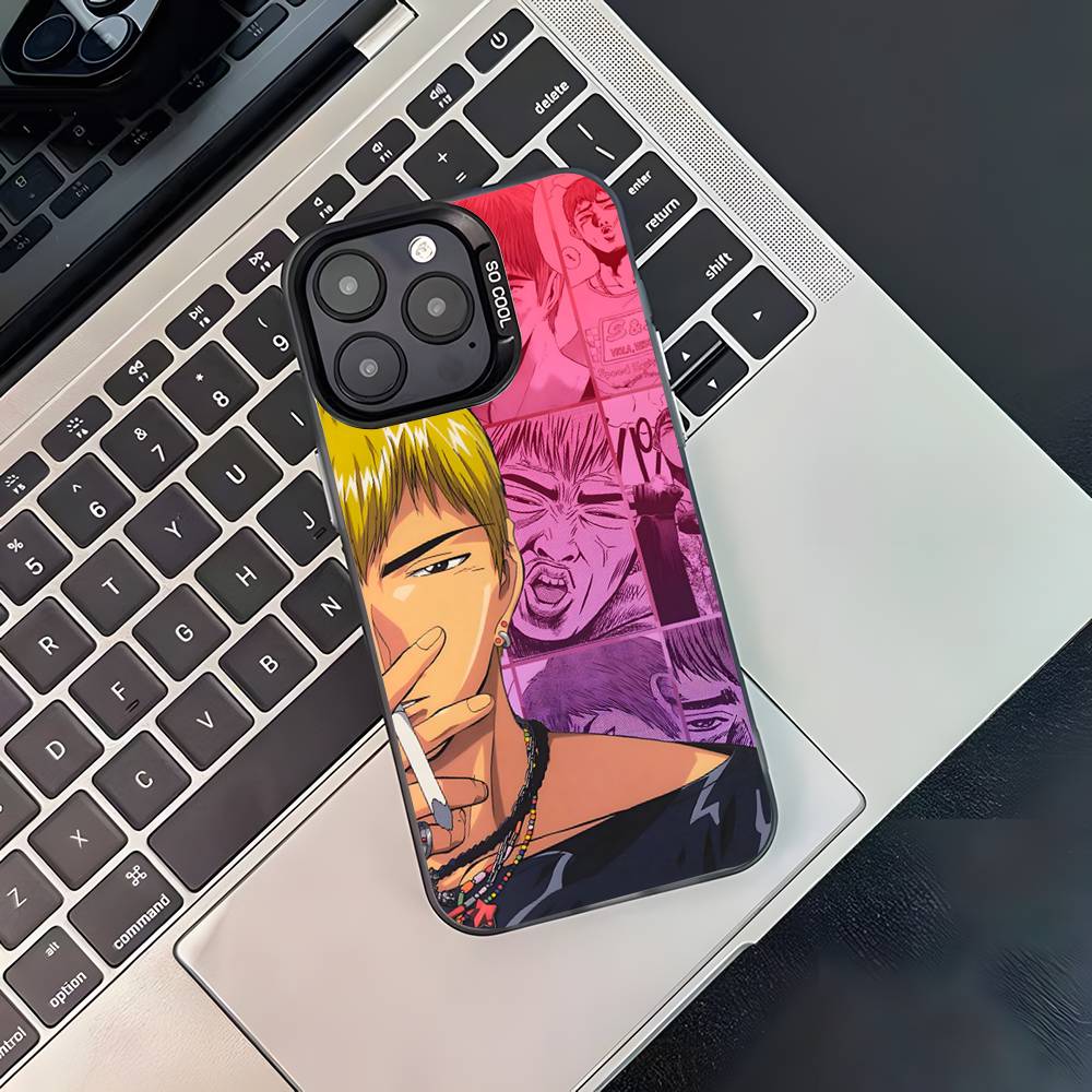 Чехол для телефона Great Teacher Onizuka GTO для iPhone 16,15,14,13,12,11,Pro,XS,Max,Plus,Mini,SE4,E Черный Матовый Ударопрочный Чехол