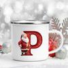 26 Letter Santa Claus Printed Enamel Cup Milk Juiice Coffee Cup Mug Best Christmas Gift For Family Friends