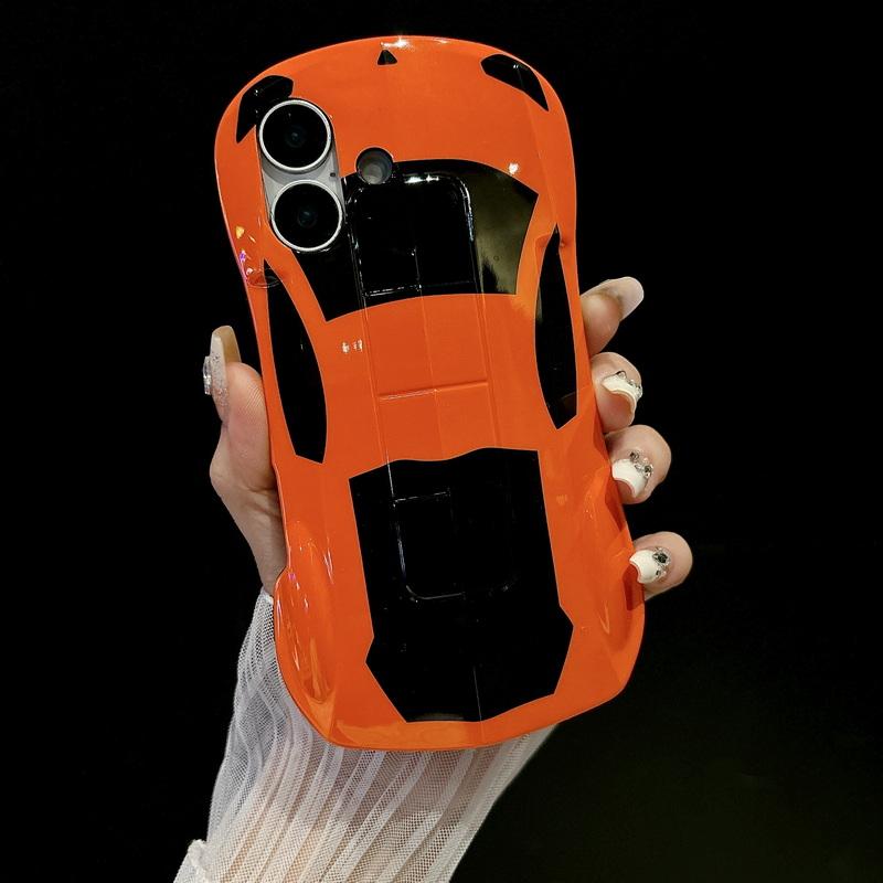 Чехол для телефона в форме автомобиля с 3D-дизайном, однотонный, для iPhone 16 Pro Max 15 14 Pro 13 12 11, глянцевый, ударопрочный, жесткий, гибридный, из поликарбоната, силикон, мягкий край, бампер