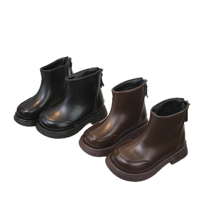 Девичьи осенне-зимние ботильоны Мартин в корейском стиле на флисовой подкладке 2025