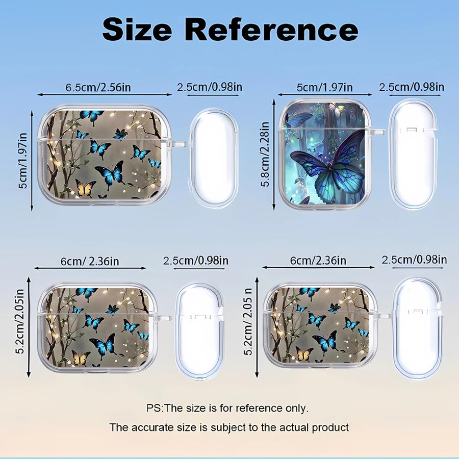Clear Earphone Cases Cover Case For Airpods Pro 4 Pro3 3 2 1 Pro2 Cartoon Butterfly Pattern