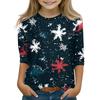 Рождественские топы с принтом для девочек-подростков 5-16 лет, футболки с круглым вырезом и рукавами 3/4, модные топы, нарядные футболки
