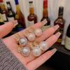 Розовые жемчужные серьги женские легкая роскошь высококлассное чувство нишевые блестящие бриллиантовые серьги-гвоздики Корея Дондэмун популярные серьги