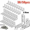 30/50pcs L Bracket Corner Bracket Set,Stainless Steel L Brackets With Screw For Shelves Wood Furniture Cabinets Chairs Drawers