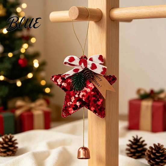 Сезонные Party Supplies Блестящие Звезда Колокольчик Украшения Пайетки Подвесное Украшение с Бантом Шишка Внутренняя Рождественская Елка Украшение Конус Искрящийся Подвеска