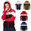2024 Men Autumn and Winter New Plus-size Multi Color Splicing Print Zipper Hoodie
