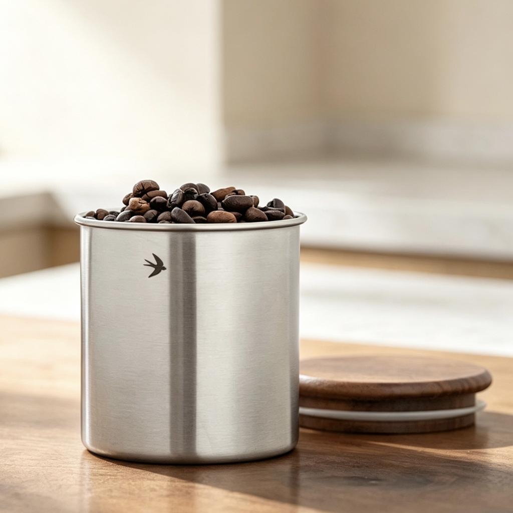 Stainless Steel Tea Coffee Storage Canister with Wooden Lid Airtight 380ml 560ml Kitchen Food Container for Matcha Powder