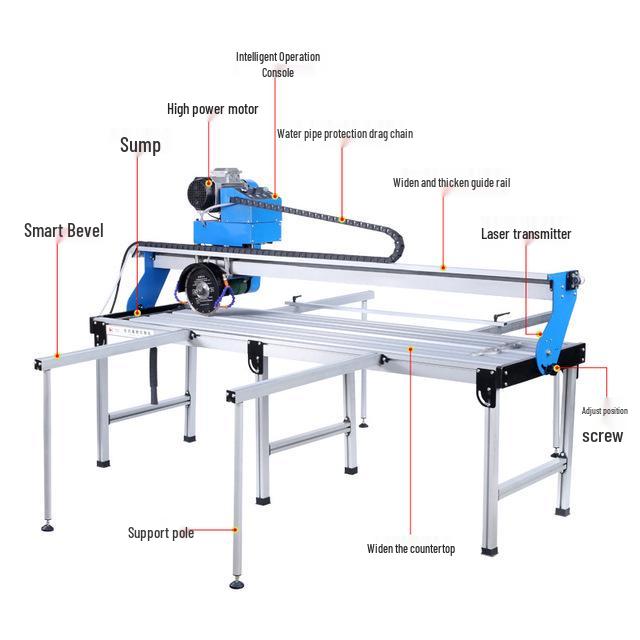 Heavy-Duty Automatic Tile Cutter with 45° Beveling and High-Power Stone Grinding