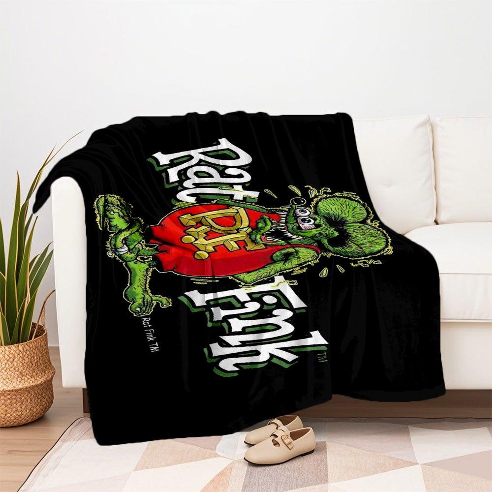 Rat Fink Classic T-Shirt - GreenBlanket Flannel Throw Blanket for Sofa, Bed, Travel, Camping, Office, Couch, Chair, And Bed Gift for Christm