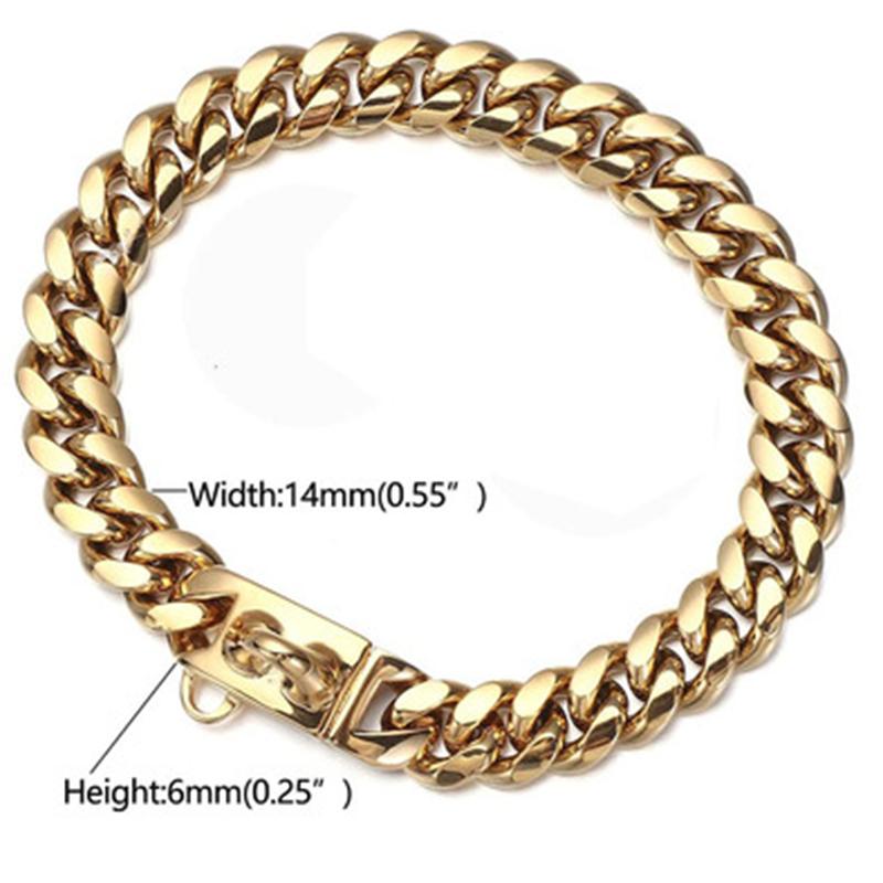 14 мм из нержавеющей стали 304, ошейник и поводок для собак, сверхпрочный металлический ошейник для собак, серебряный, золотой поводок для домашних животных, поводок для вечеринки