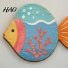 Coastal Wall Art Decor 4PCS Aspen Wood Fish Decor, Colorful Hanging Children Room Nautical Art, Beach Theme Decorative Plaques for Bathroom Living
