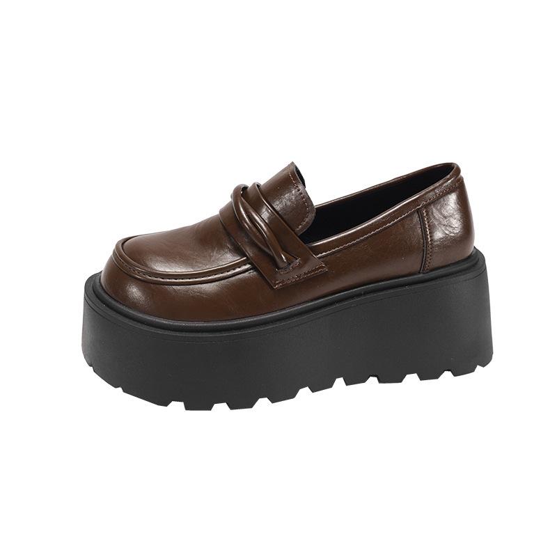 Ретро-британский стиль, высокие туфли на платформе из натуральной кожи для женщин, новые универсальные туфли-лоферы для осени и зимы 2025 года