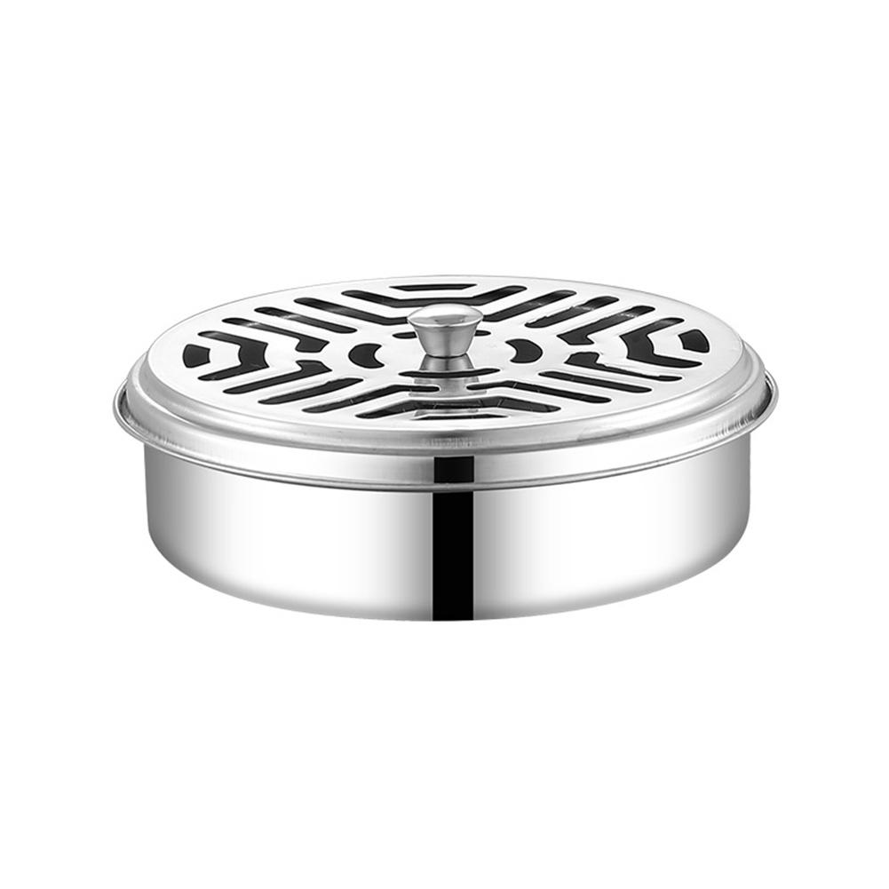 Mosquito Coil Holder Stainless Steel Anti Mosquito Spiral Box with Lid Mosquito Incense Holder for Living Room Bedroom
