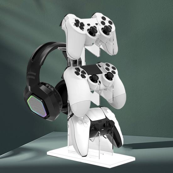 Кронштейн для геймпада, универсальный трехуровневый игровой контроллер и подставка для гарнитуры для PS5/PS4/PS3/PS2/Switch Pro/Xbox