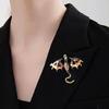 Vintage Oil-Dripping Flying Dragon Brooch Rhinestone Cartoon Enamel Animal Shape Hat