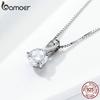 BAMOER Authentic 925 Sterling Silver Clear CZ Radiant Dazzling Minimalist Pendant Necklace